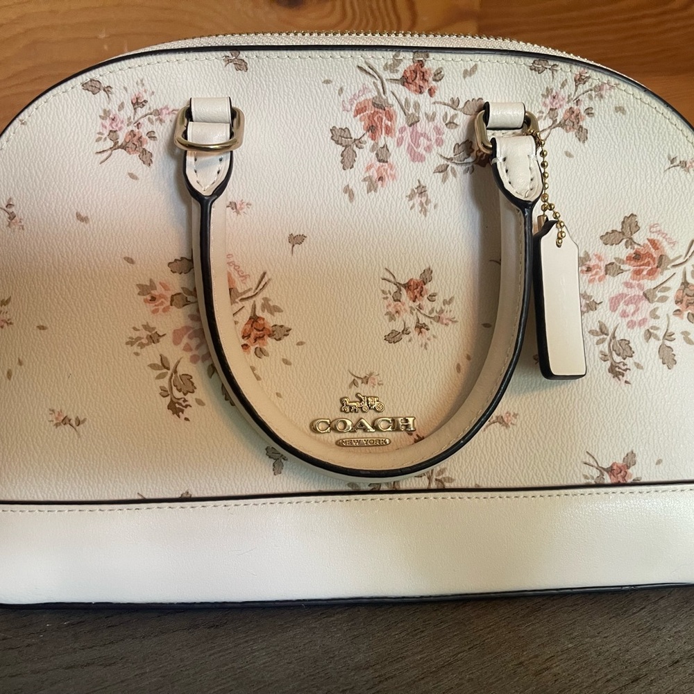 Coach White and Pink Floral Satchel